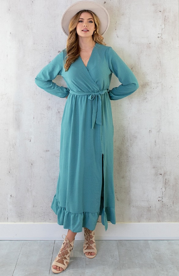 Maxi Jurk Split Mint – shoparchief, foto 2