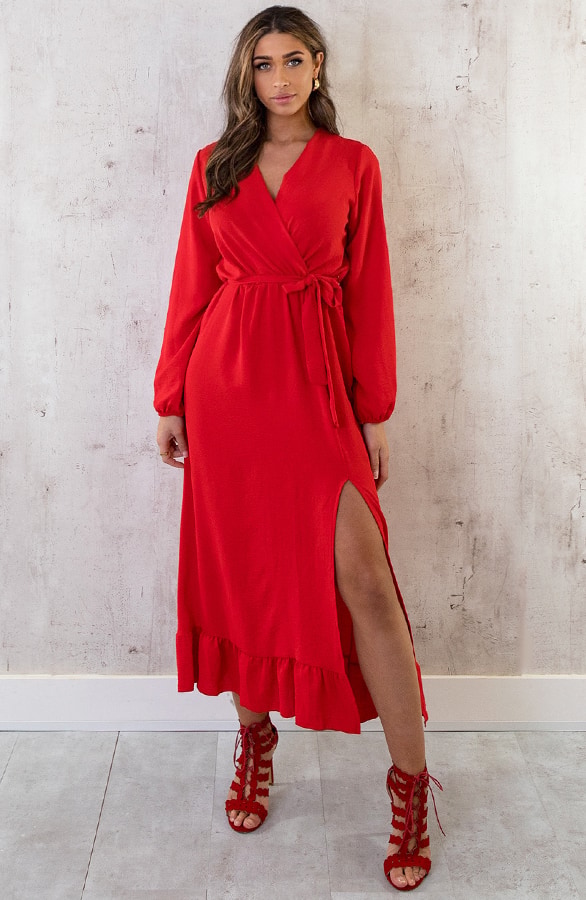 Maxi Jurk Split Rood – shoparchief, foto 2