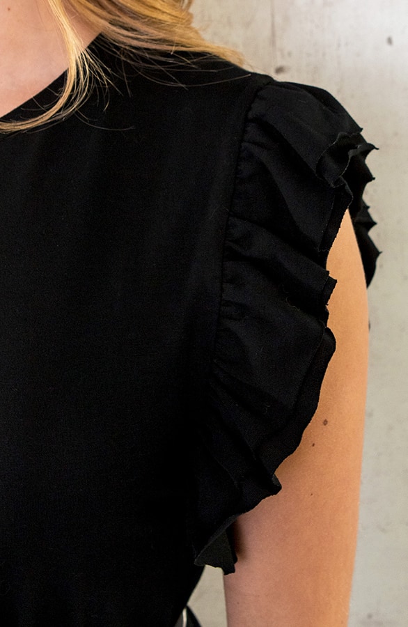 Maxi Split Jurk Ruffle Zwart – shoparchief, foto 7