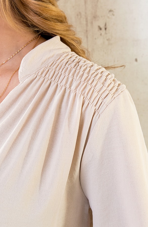 Maxi V-Hals Jurk Beige – shoparchief, foto 10
