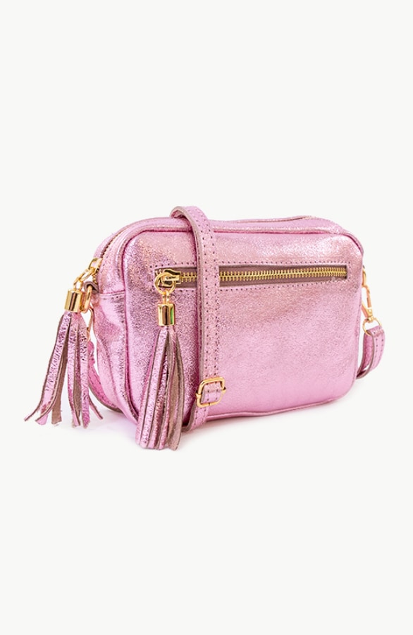Metallic Tas Leer Pink – shoparchief