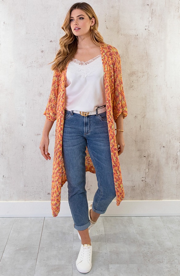 Midi Gehaakt Vest Oranje – shoparchief, foto 6