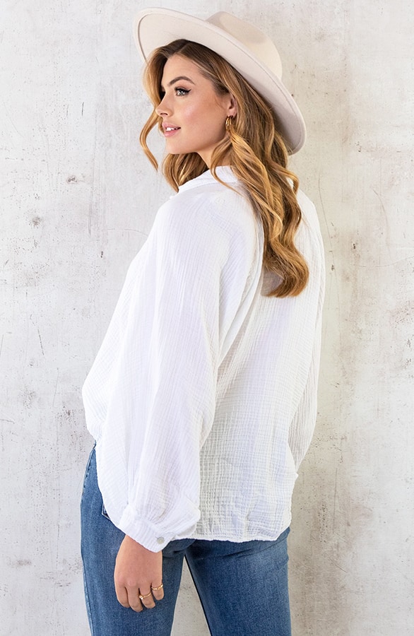 Mousseline Oversized Blouse Ecru – shoparchief, foto 5