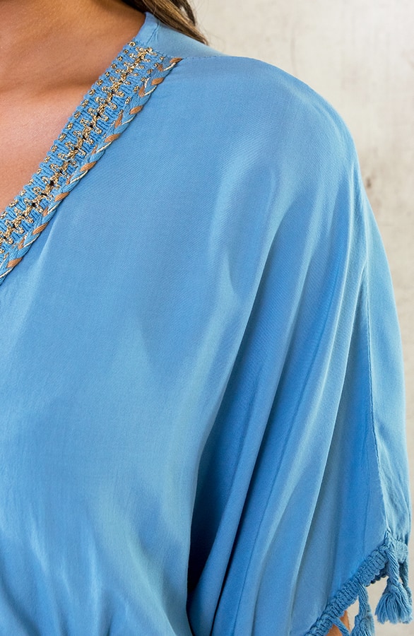 Oversized Jurk Gouden Detail Jeansblauw – shoparchief, foto 8