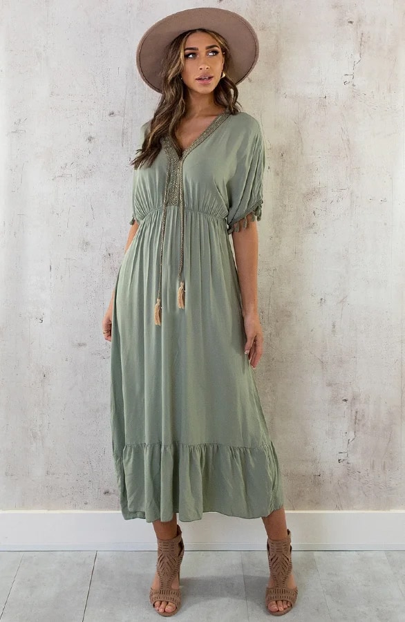Oversized Jurk Gouden Detail Maxi Army – shoparchief, foto 8