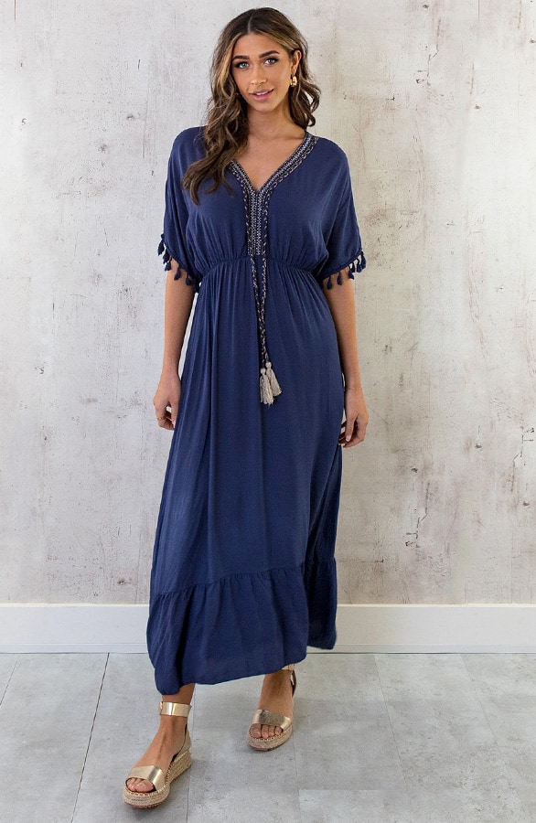 Oversized Jurk Gouden Detail Maxi Marine – shoparchief, foto 9