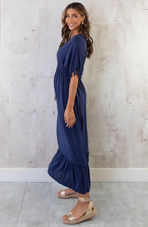 Oversized Jurk Gouden Detail Maxi Marine – shoparchief, foto 11