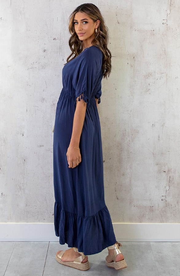 Oversized Jurk Gouden Detail Maxi Marine – shoparchief, foto 12
