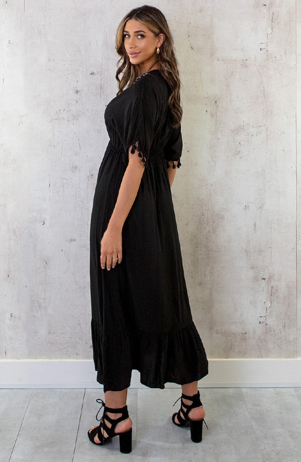 Oversized Jurk Gouden Detail Maxi Zwart – shoparchief, foto 11