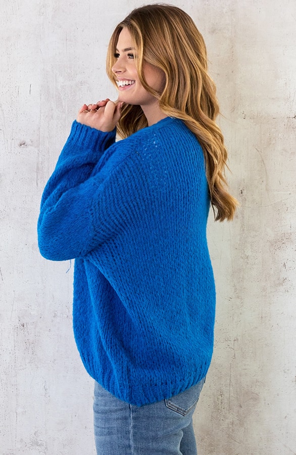 Oversized Knitted Vest Kobalt – shoparchief, foto 3