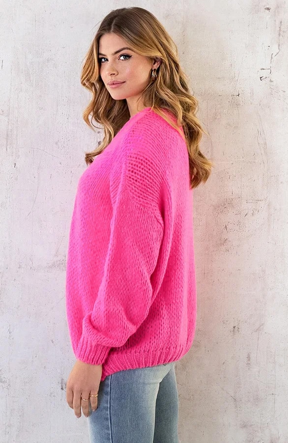 Oversized Knitted Vest Neon Pink – shoparchief, foto 5