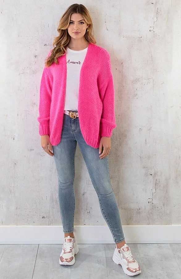 Oversized Knitted Vest Neon Pink – shoparchief, foto 7