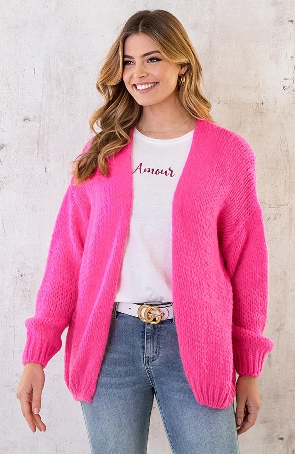 Oversized Knitted Vest Neon Pink – shoparchief, foto 2