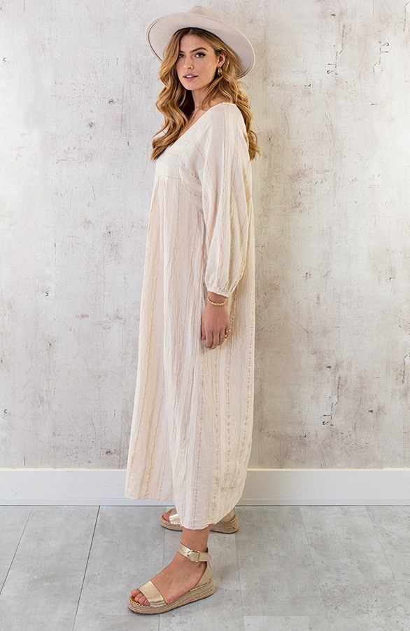 Oversized Maxi Jurk Lurex Goud – shoparchief, foto 3