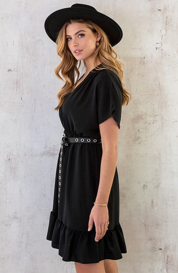 Sicily V-neck Dress Black – shoparchief, foto 10