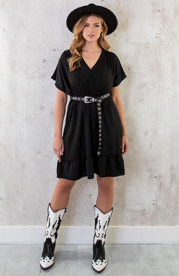 Sicily V-neck Dress Black – shoparchief, foto 12