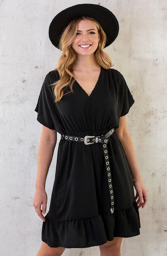 Sicily V-neck Dress Black – shoparchief, foto 9