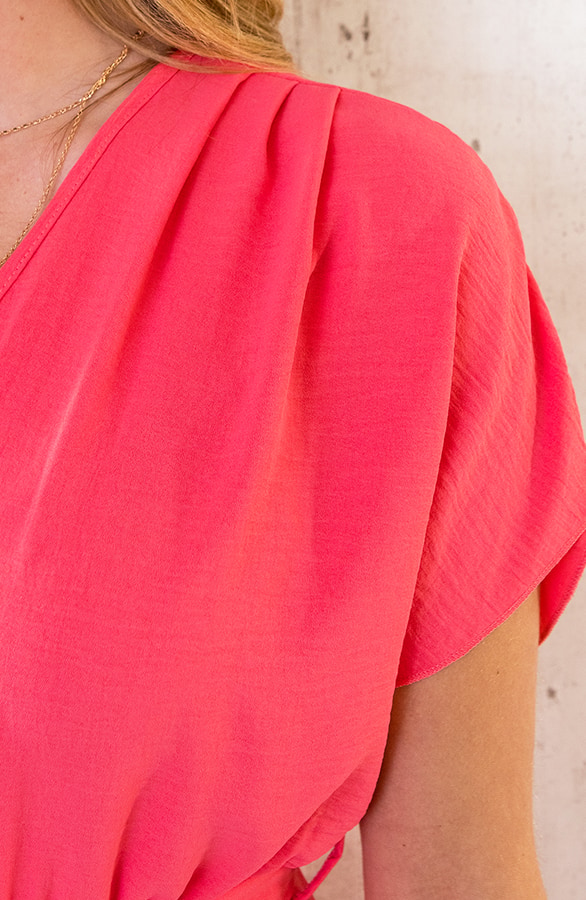 Sicily V-neck Dress Koraal – shoparchief, foto 5