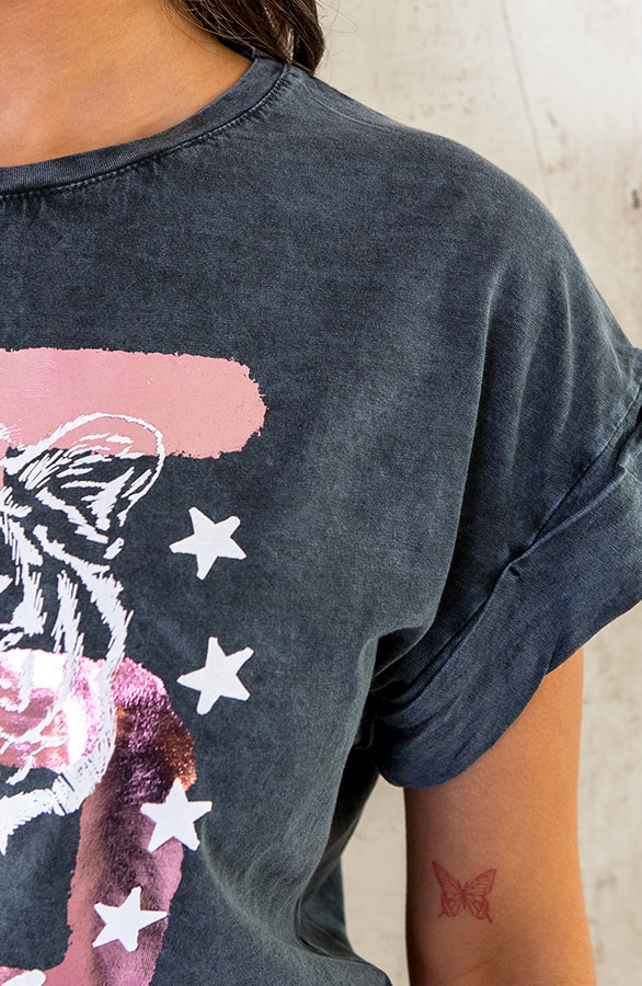 Stonewash T-shirt Tiger Dust Lila – shoparchief, foto 7