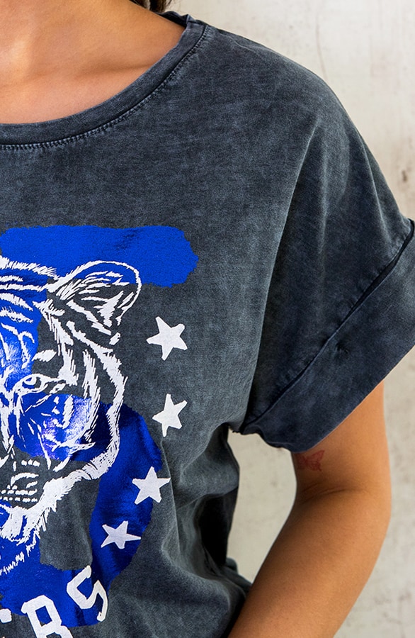 Stonewash T-shirt Tiger Kobalt – shoparchief, foto 4