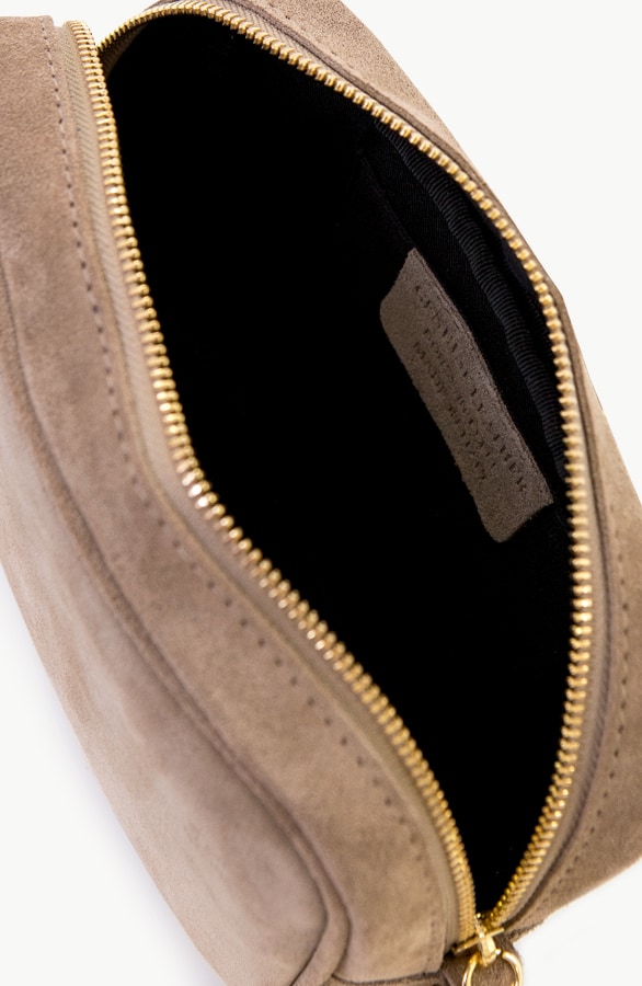 Suede Tas Met Rits Beige – shoparchief, foto 3