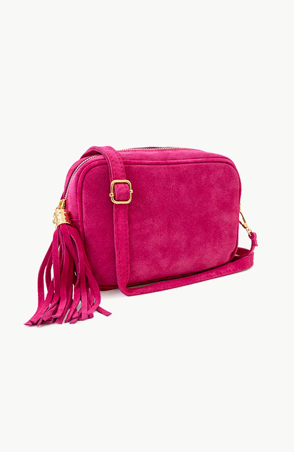 Suede Tas Met Rits Fuchsia – shoparchief