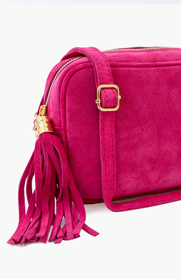 Suede Tas Met Rits Fuchsia – shoparchief, foto 2