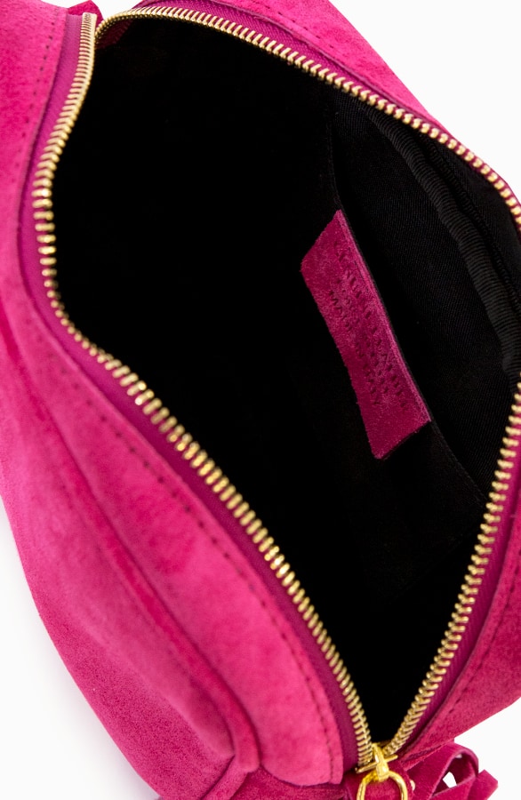 Suede Tas Met Rits Fuchsia – shoparchief, foto 3