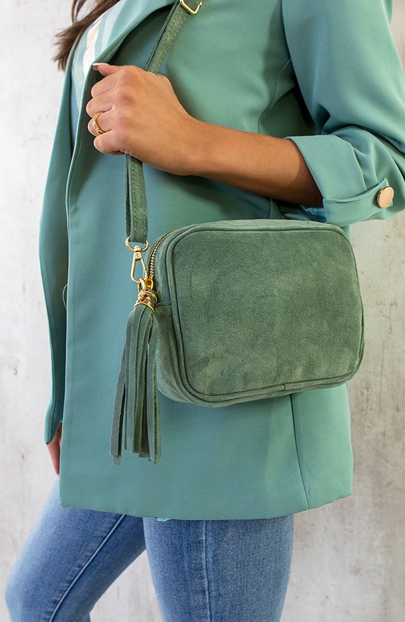 Suede Tas Met Rits Mint – shoparchief, foto 4