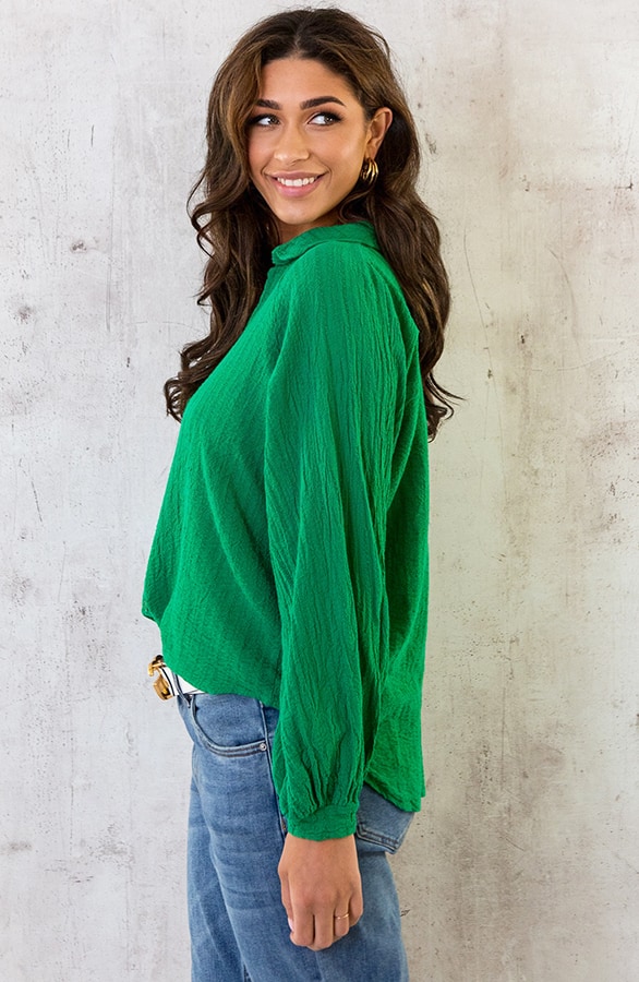 Blouse Katoen Feminine Bright Green – shoparchief, foto 9