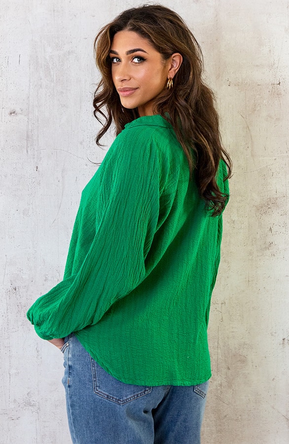 Blouse Katoen Feminine Bright Green – shoparchief, foto 10