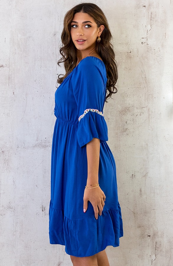 Boho Off Shoulder Jurk Kobalt – shoparchief, foto 6