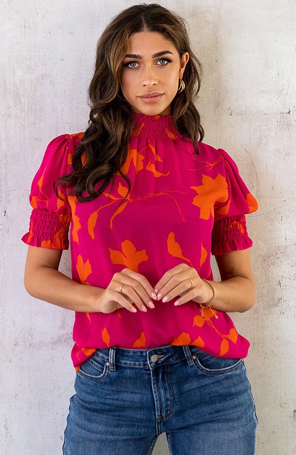 Col Top Flower Roze Oranje – shoparchief, foto 2