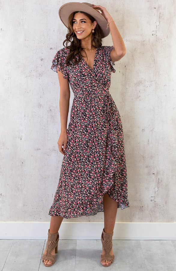 Flower Jurk Midi Koraal – shoparchief, foto 12