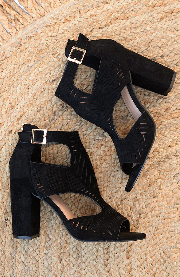 Gladiator Heels Suede Zwart – shoparchief