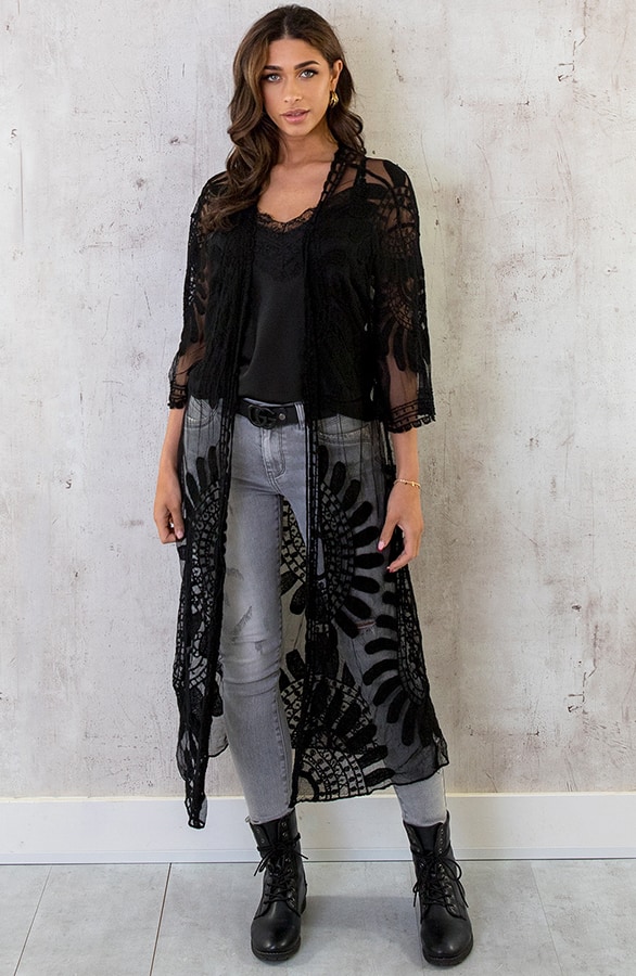 Kanten Kimono Boho Zwart – shoparchief, foto 11