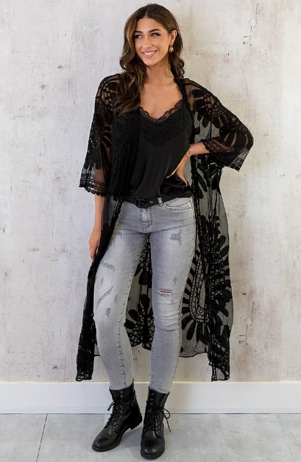Kanten Kimono Boho Zwart – shoparchief, foto 12