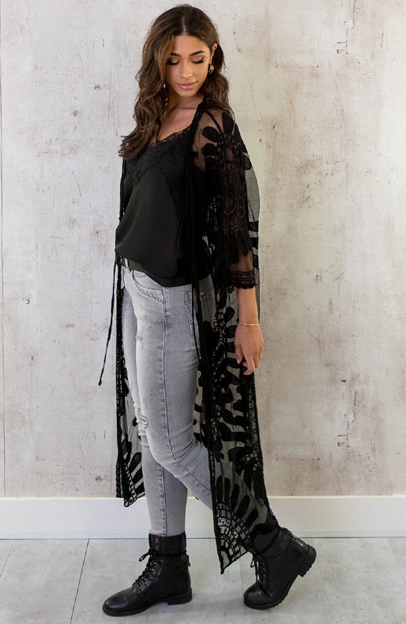 Kanten Kimono Boho Zwart – shoparchief, foto 14