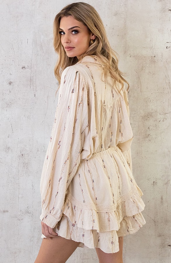 Katoenen Detailed Skort Beige – shoparchief, foto 4