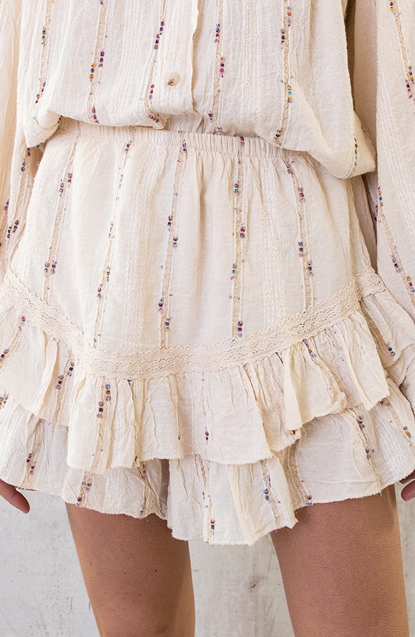 Katoenen Detailed Skort Beige – shoparchief