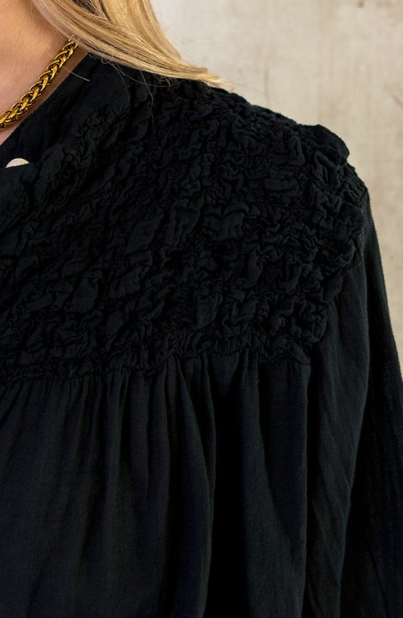 Katoenen Oversized Detail Blouse Black – shoparchief, foto 8