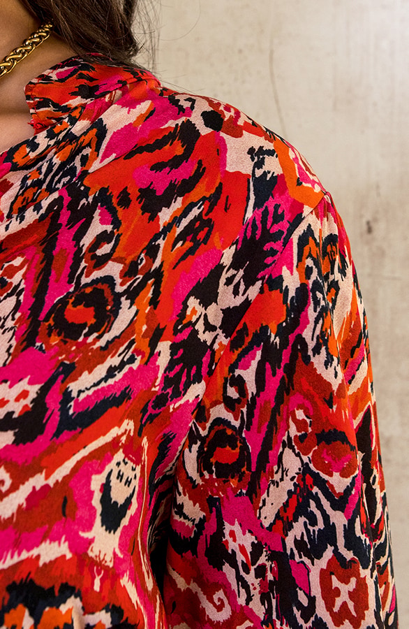 Katoenen V-hals Print Blouse Multicolor – shoparchief, foto 11