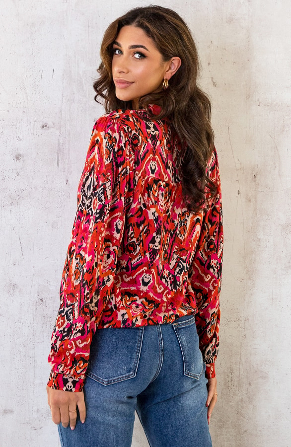 Katoenen V-hals Print Blouse Multicolor – shoparchief, foto 10