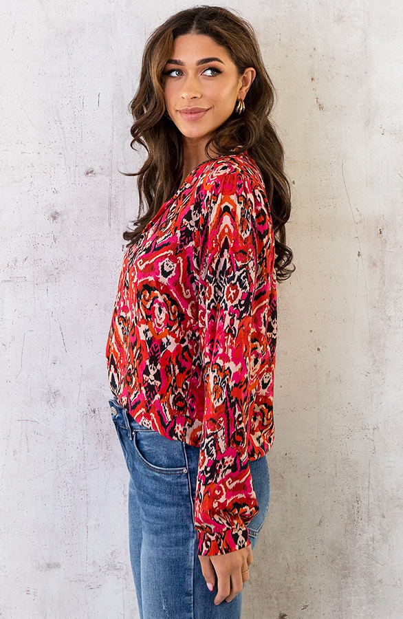 Katoenen V-hals Print Blouse Multicolor – shoparchief, foto 9