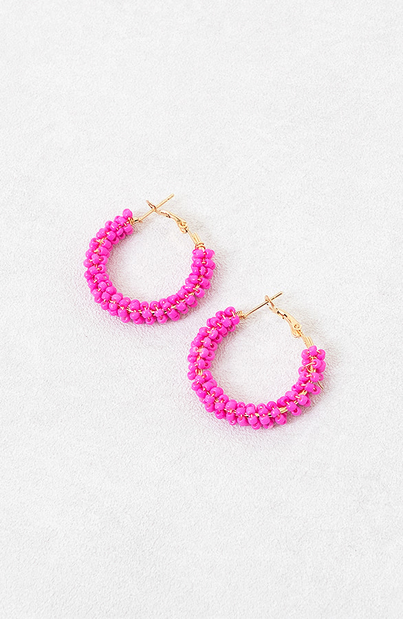Kralen Oorbellen Fuchsia – shoparchief