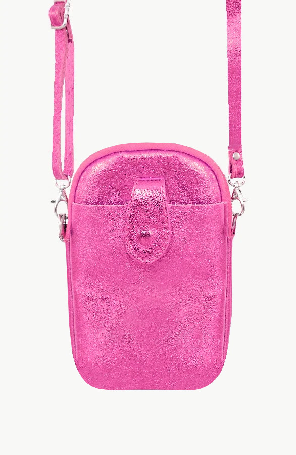 Leren Telefoon Tasje Metallic Pink – shoparchief