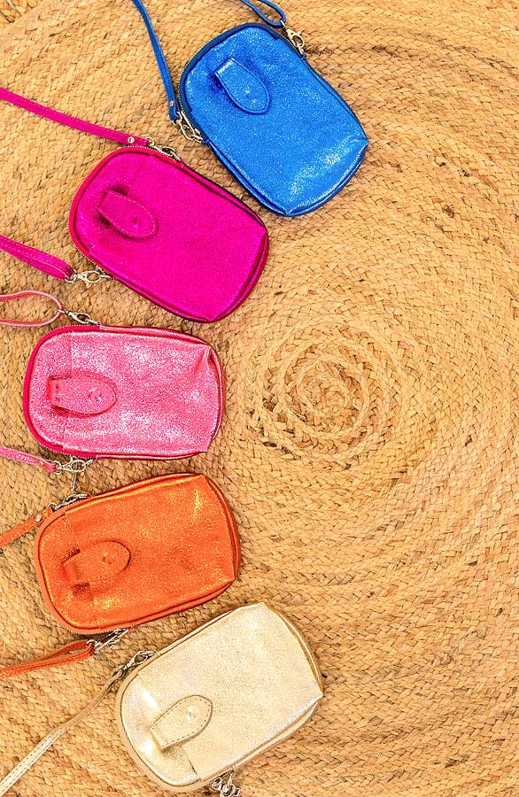 Leren Telefoon Tasje Metallic Orange – shoparchief, foto 2