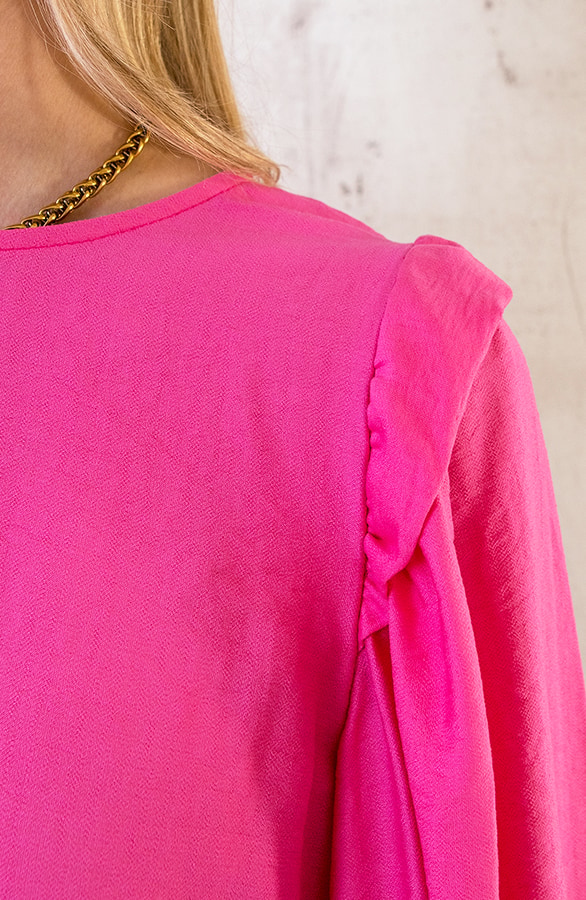 Linnen Ruffle Blouse Roze – shoparchief, foto 6