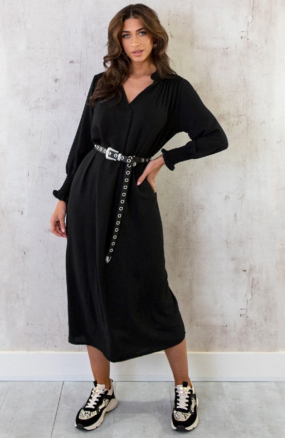 Maxi V-Hals Jurk Black – shoparchief