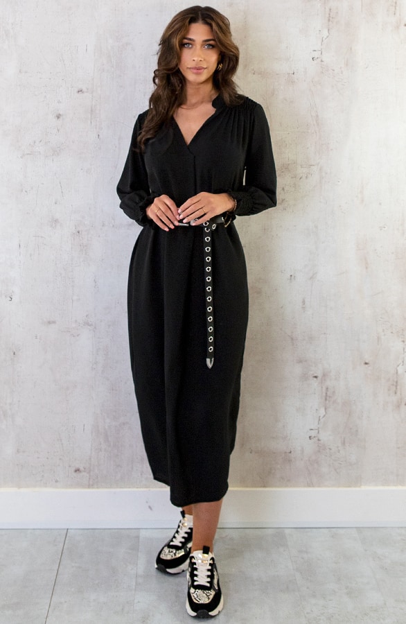 Maxi V-Hals Jurk Black – shoparchief, foto 2